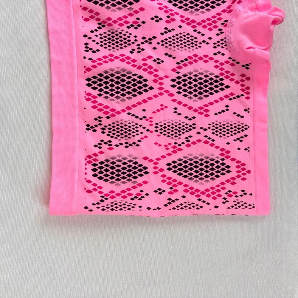 No‎ Boundaries Pink Snakeskin Activewear Tank Top and Boy Short Set Large 12-14